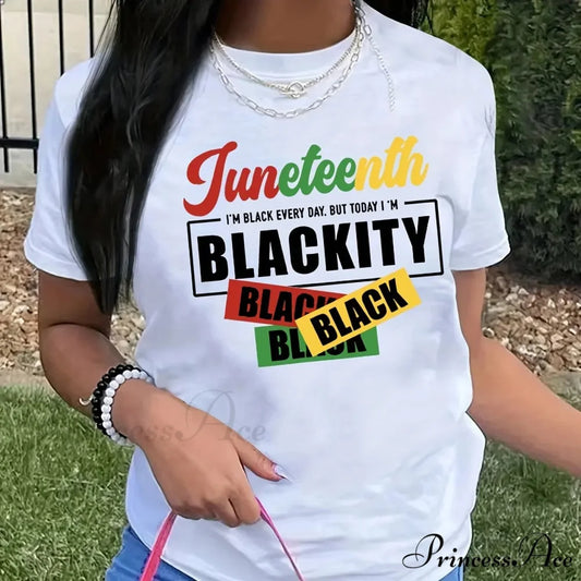 Crew Neck Short Sleeve Letter Print Spring & Summer Women’s Clothing T-shirt WHITE / S