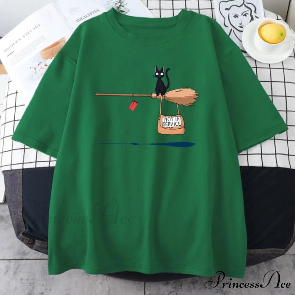 Crew Neck Vintage Loose T Shirts Green / S