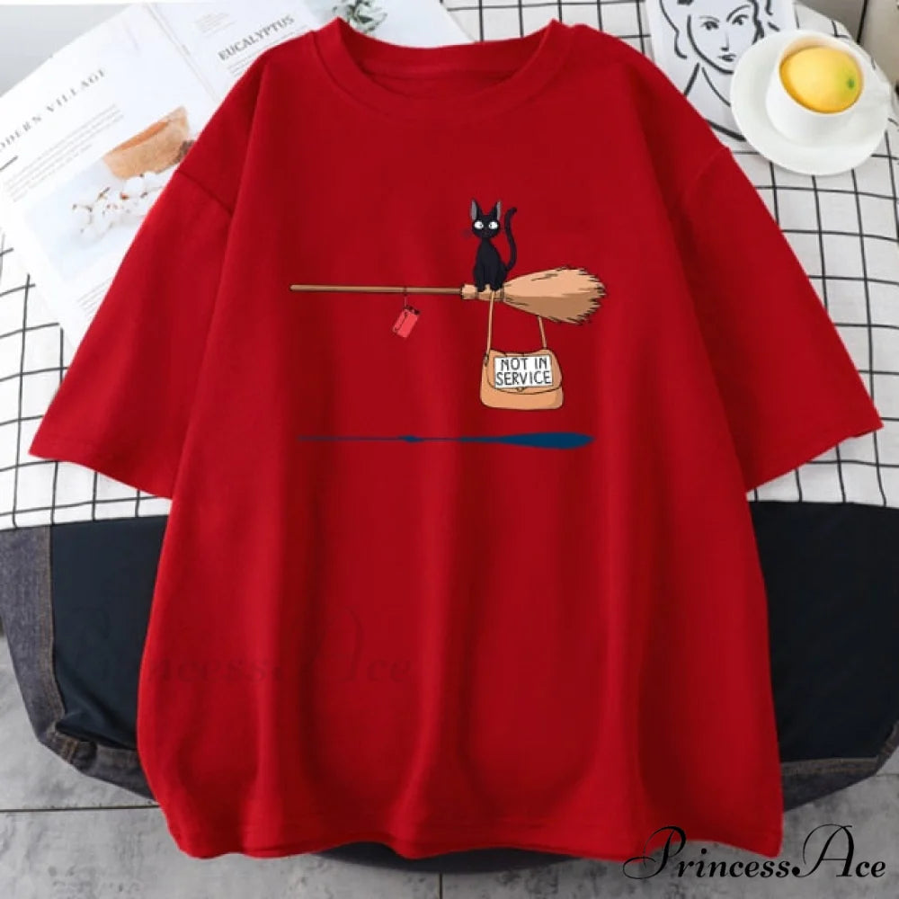 Crew Neck Vintage Loose T Shirts Red / S
