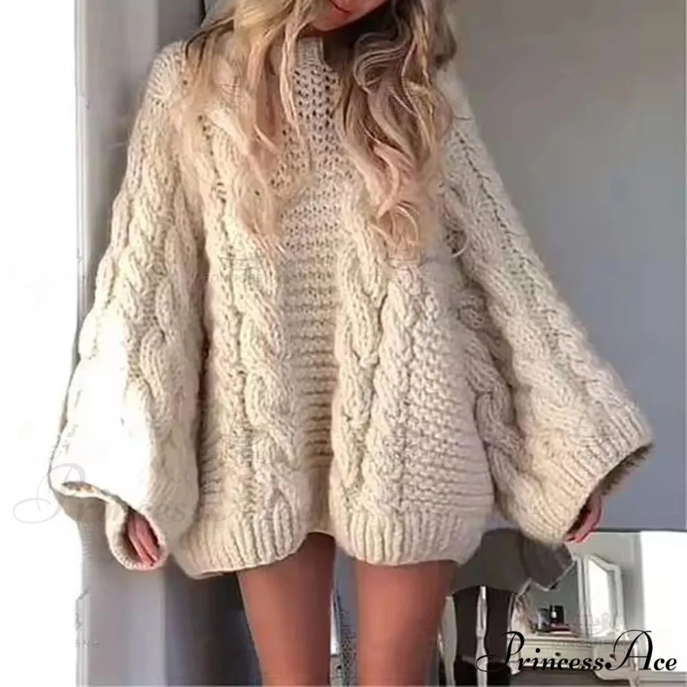 Crewneck Flared Sleeve Fuzzy Sweater Modified Output: Round neck Flared Sleeve Soft Sweater White / S swraters-241228