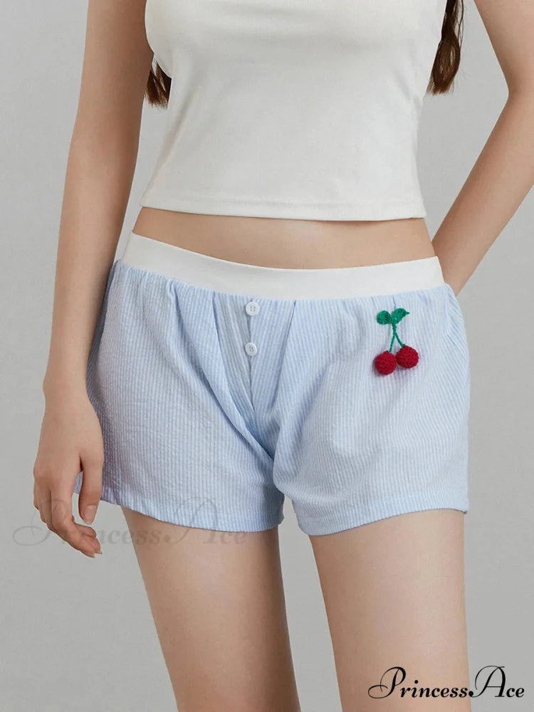 Crimson Banded Stretchy Waist Short SKY BLUE / S short-250223