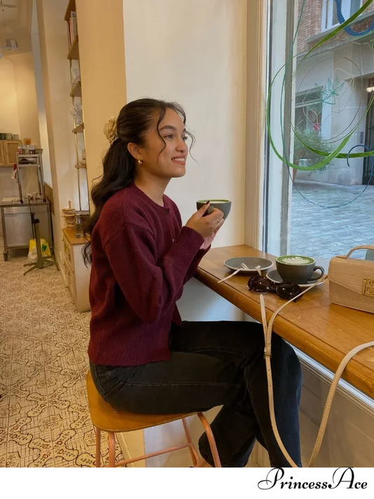 Crimson Circular Neck Cardigan cardigans-241228