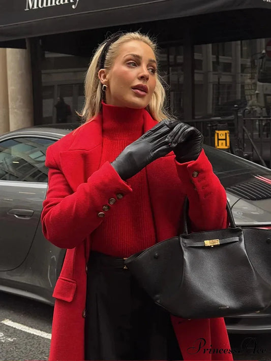 Crimson Dual Buttoned Woolen Overcoat coats-241228