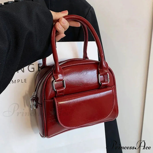Crimson Firm Faux Leather Underarm Shoulder Bag shoulder-250126