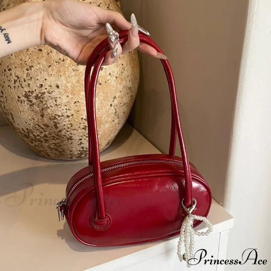 Crimson Informal Korean Fashion Armpit Shoulder Bag shoulder-250126
