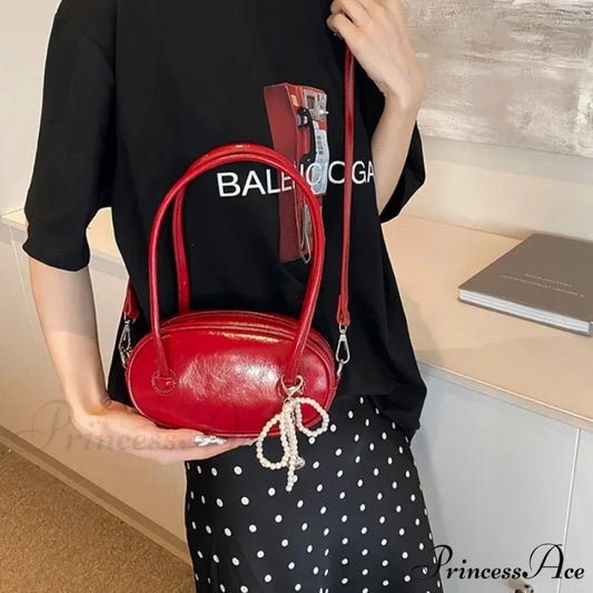 Crimson Informal Korean Fashion Armpit Shoulder Bag Red shoulder-250126