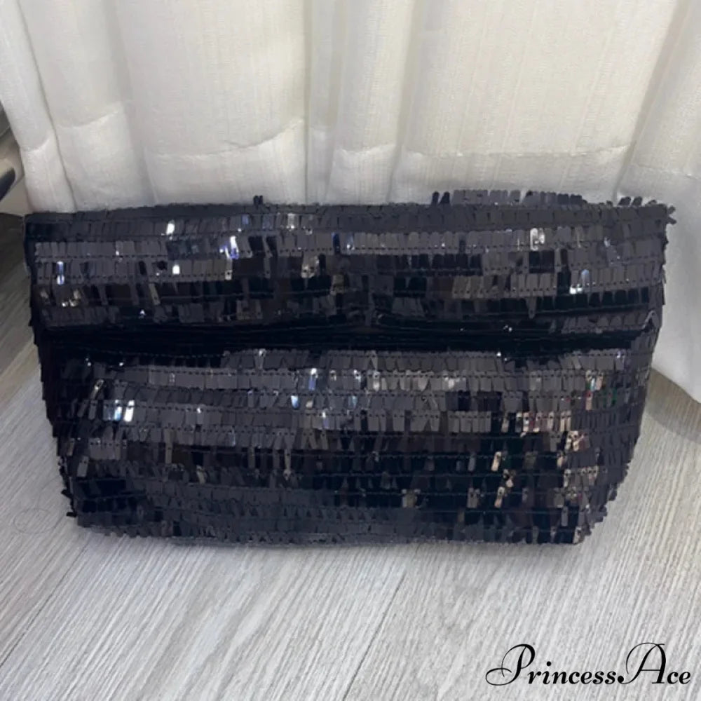 Crimson Sparkling Leather Clutch Bag Wristlet BLACK wristlet-250126