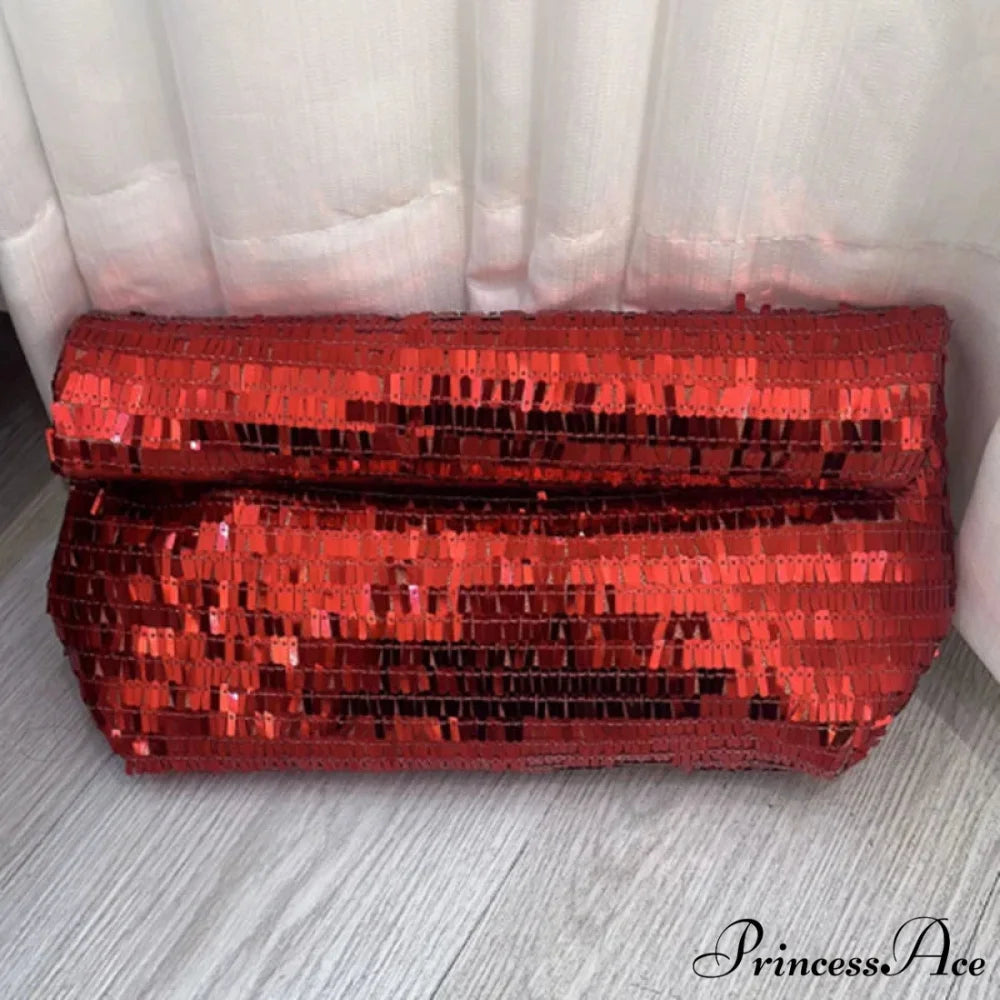 Crimson Sparkling Leather Clutch Bag Wristlet RED wristlet-250126