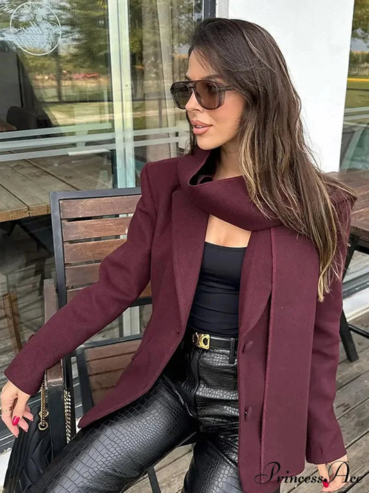 Crimson Woolen Mix Suit Jacket coats-241228