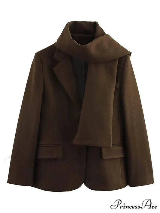 Crimson Woolen Mix Suit Jacket Coffee / S coats-241228