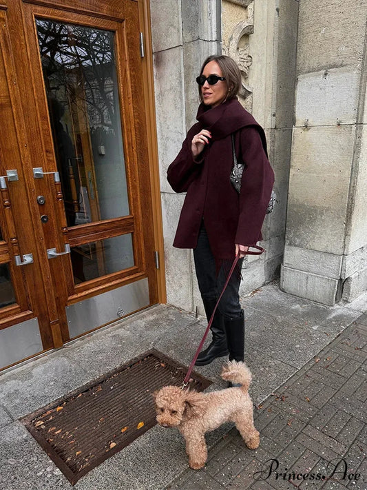 Crimson Woolen Mixes Brief Coat coats-241228