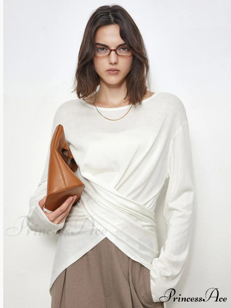 Criss Cross Back Trendy Buttoned Long Sleeve Shirt