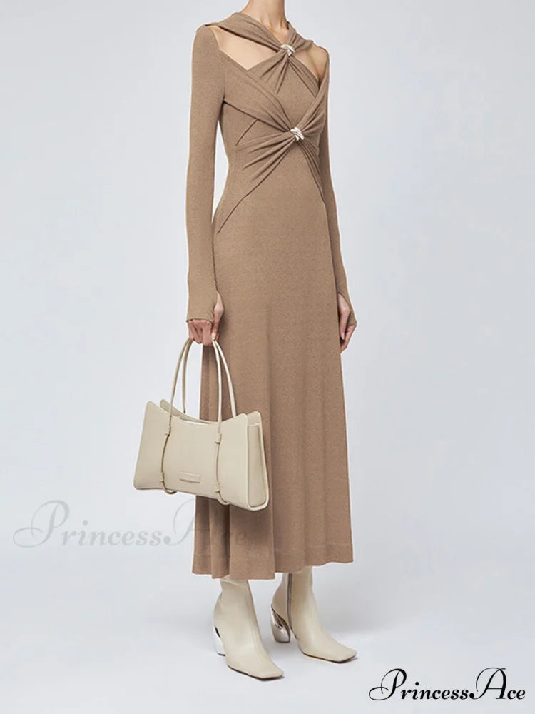 Criss Cross Cut Trendy Out Long Dress