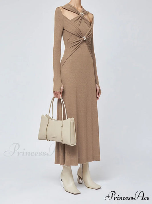 Criss Cross Cut Trendy Out Long Dress