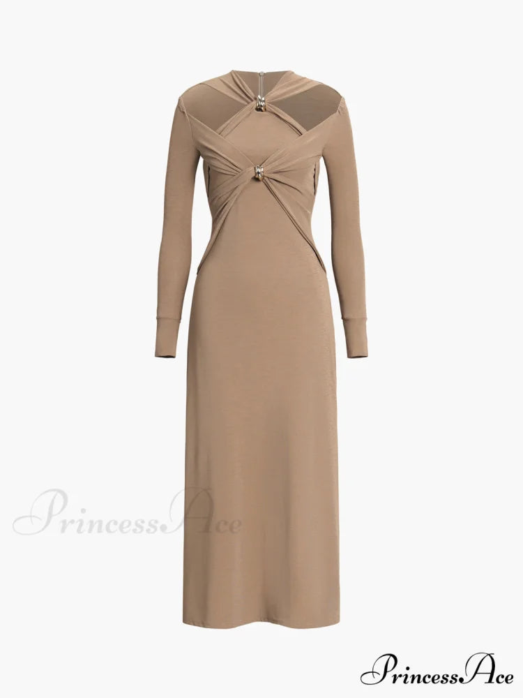 Criss Cross Cut Trendy Out Long Dress