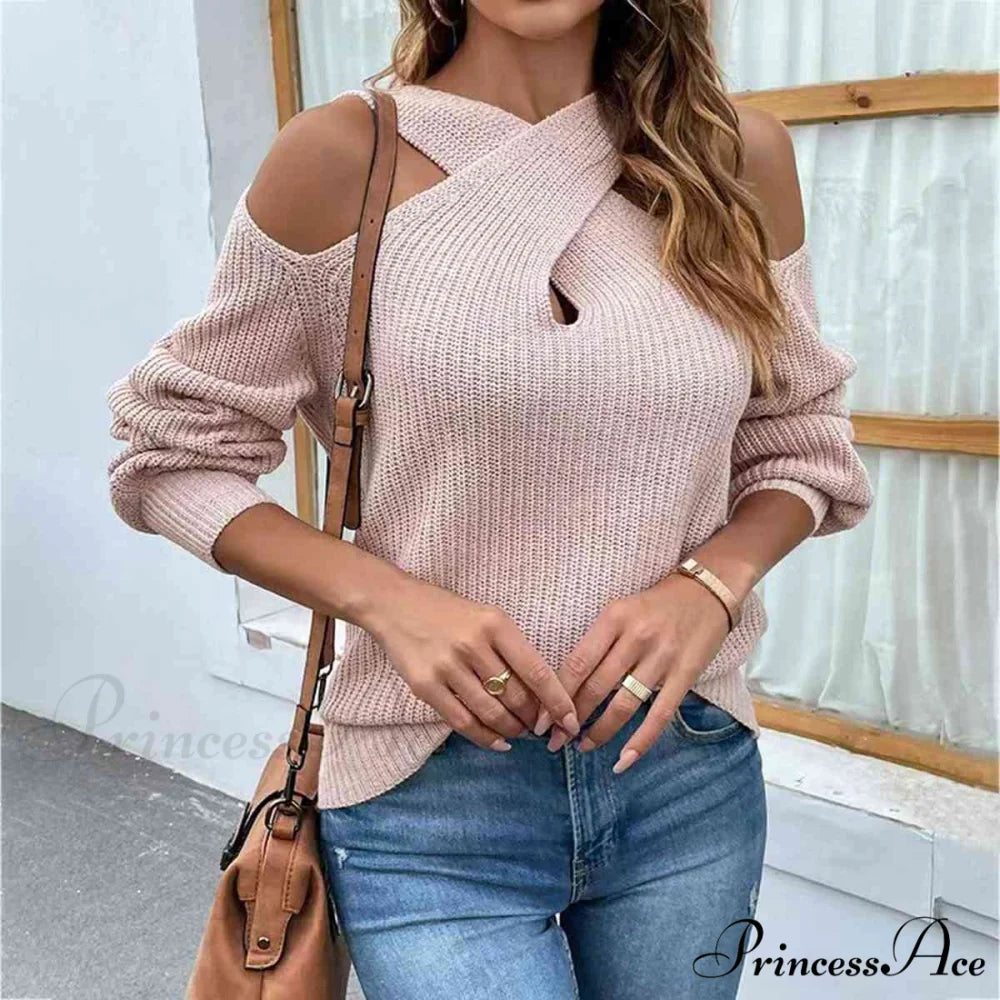 Crisscross Cold-Shoulder Sweater