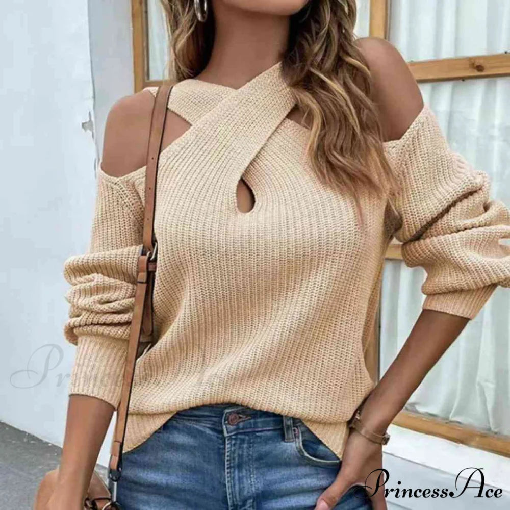 Crisscross Cold-Shoulder Sweater
