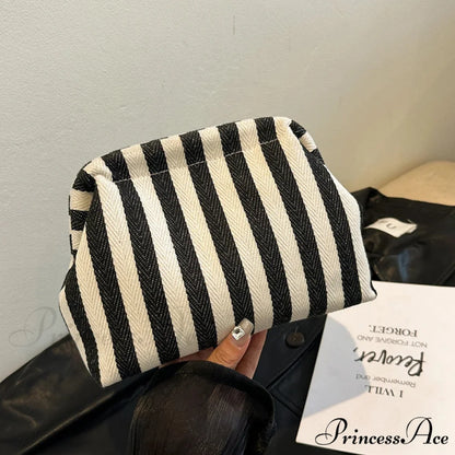 Crochet Canvas Multicolored Summer Clutch Black wristlet-250126