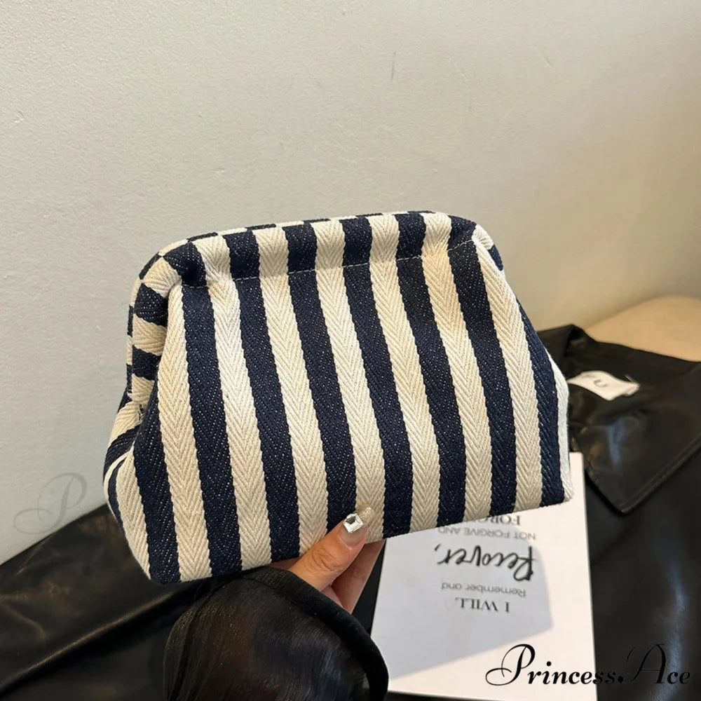 Crochet Canvas Multicolored Summer Clutch Blue wristlet-250126