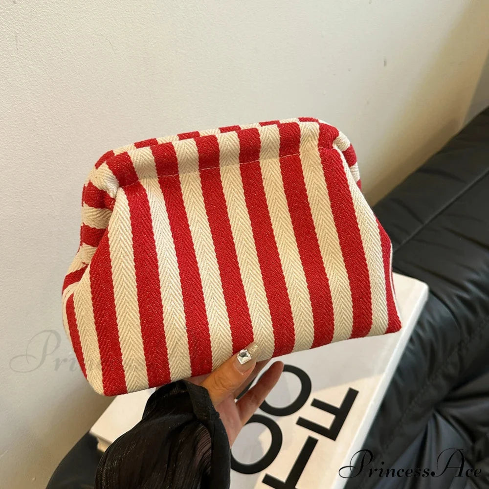 Crochet Canvas Multicolored Summer Clutch Red wristlet-250126