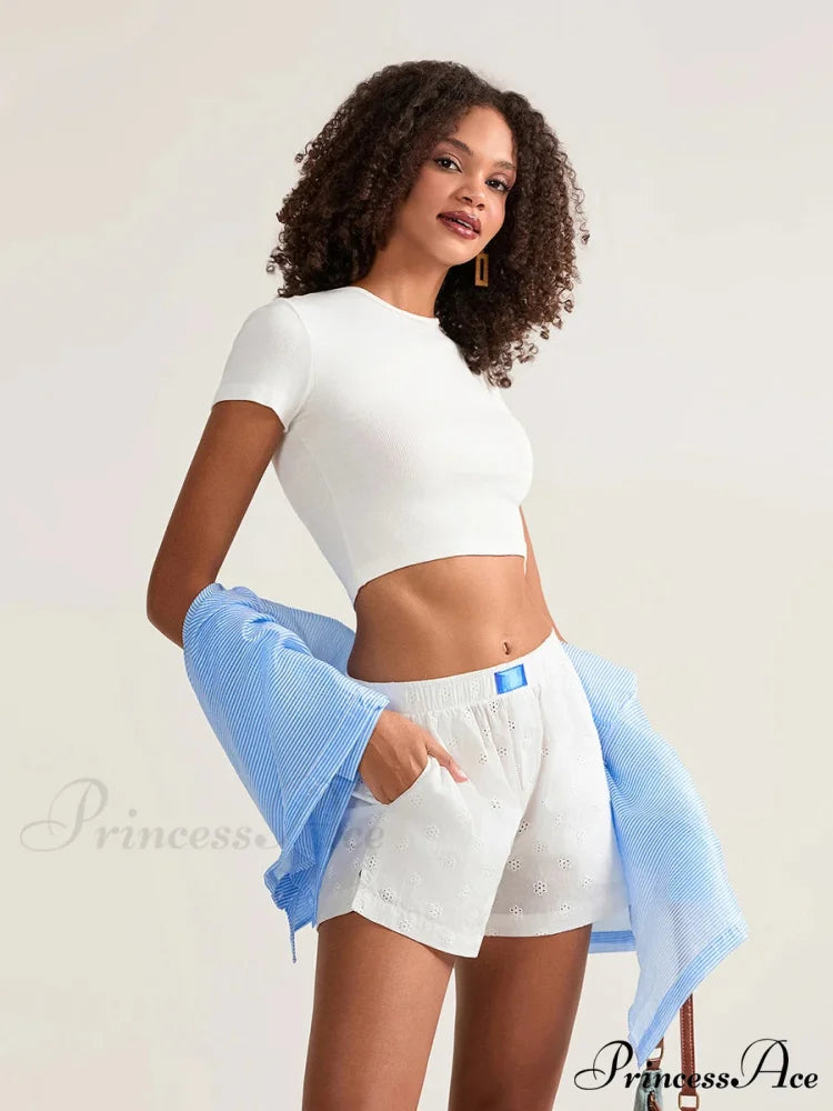 Crochet Empty Broad Leg Short short-250223