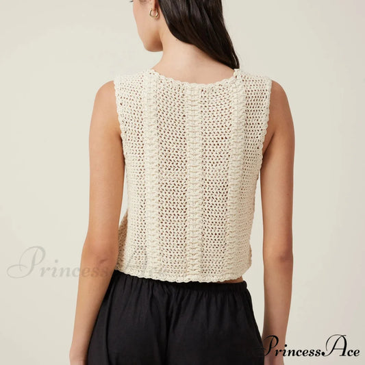 Crochet Empty V-Neck Crop Top croptop-250223