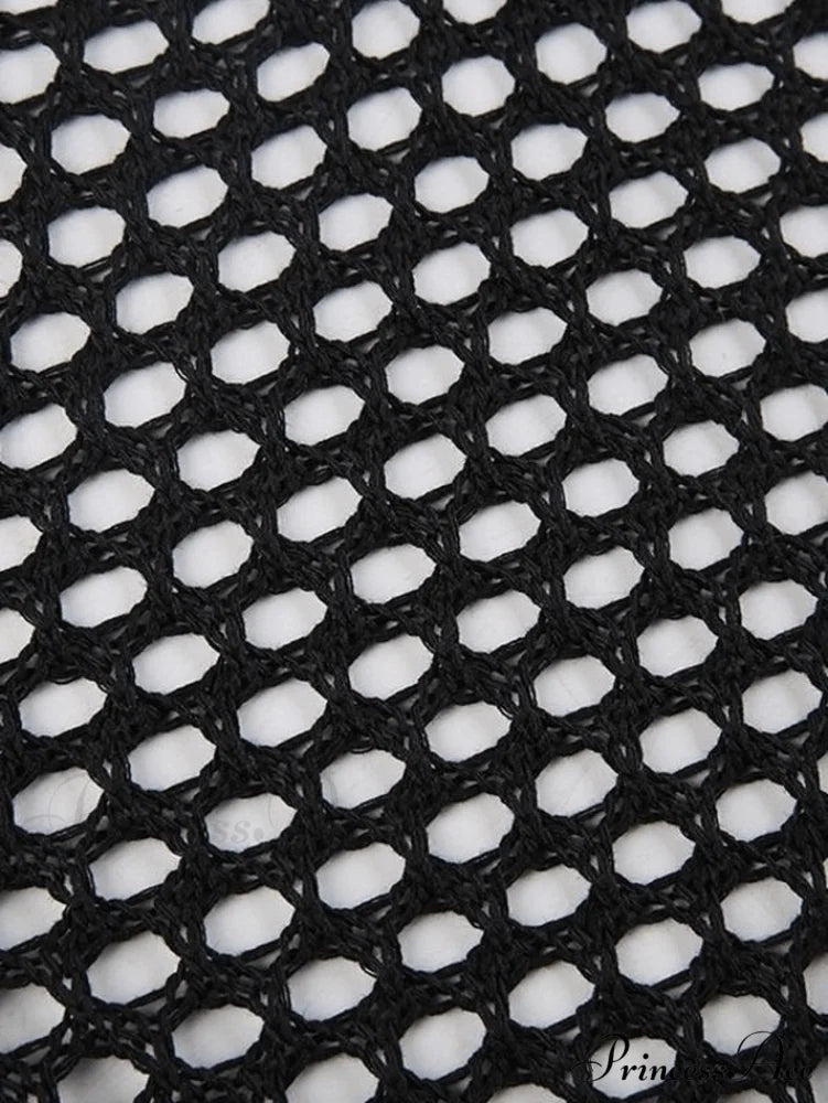 Crochet Hollow Backless Trendy Long Sleeve Mini Dress