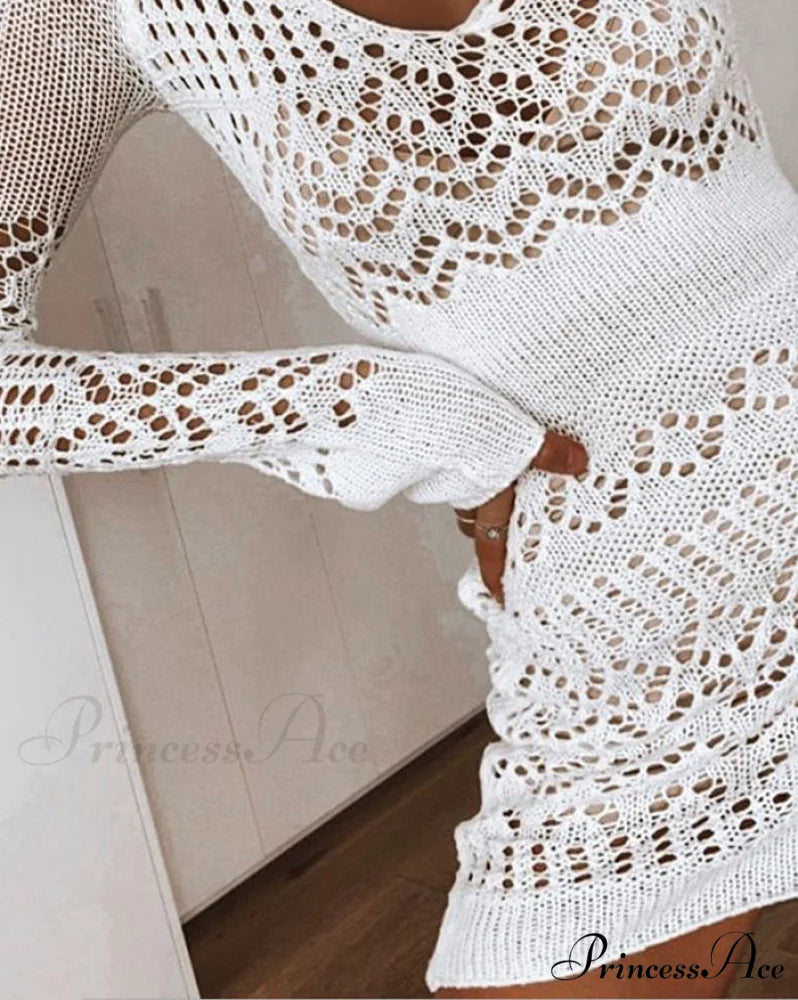 Crochet Hollow Graceful Out Midi Dress
