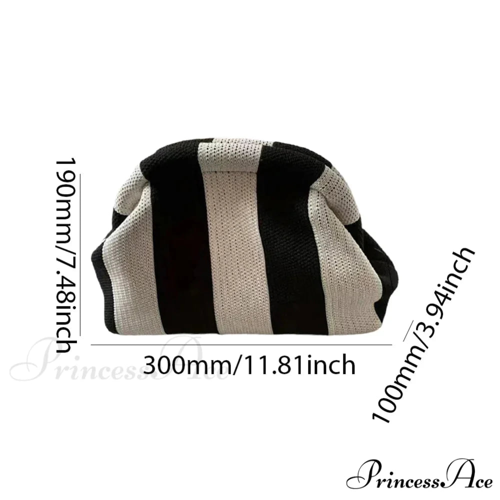 Crochet Pouch Woven Seaside Wristlet Black Beige wristlet-250126