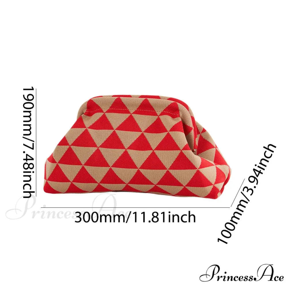 Crochet Pouch Woven Seaside Wristlet Black Red wristlet-250126