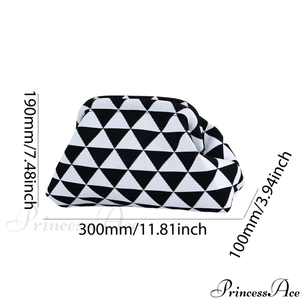 Crochet Pouch Woven Seaside Wristlet Black White Square wristlet-250126