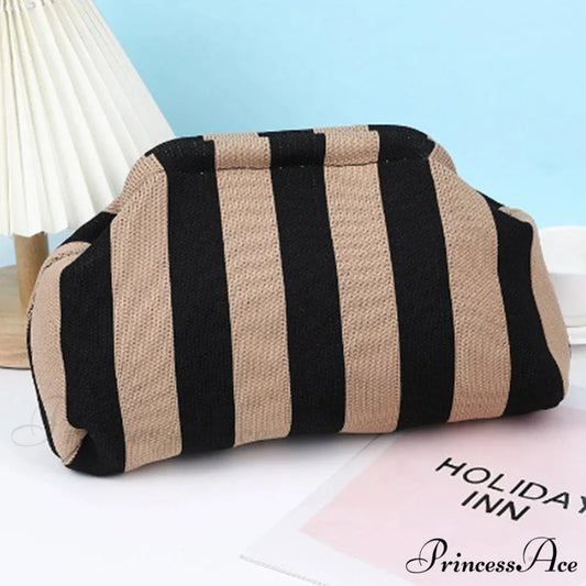 Crochet Pouch Woven Seaside Wristlet Black White1 wristlet-250126