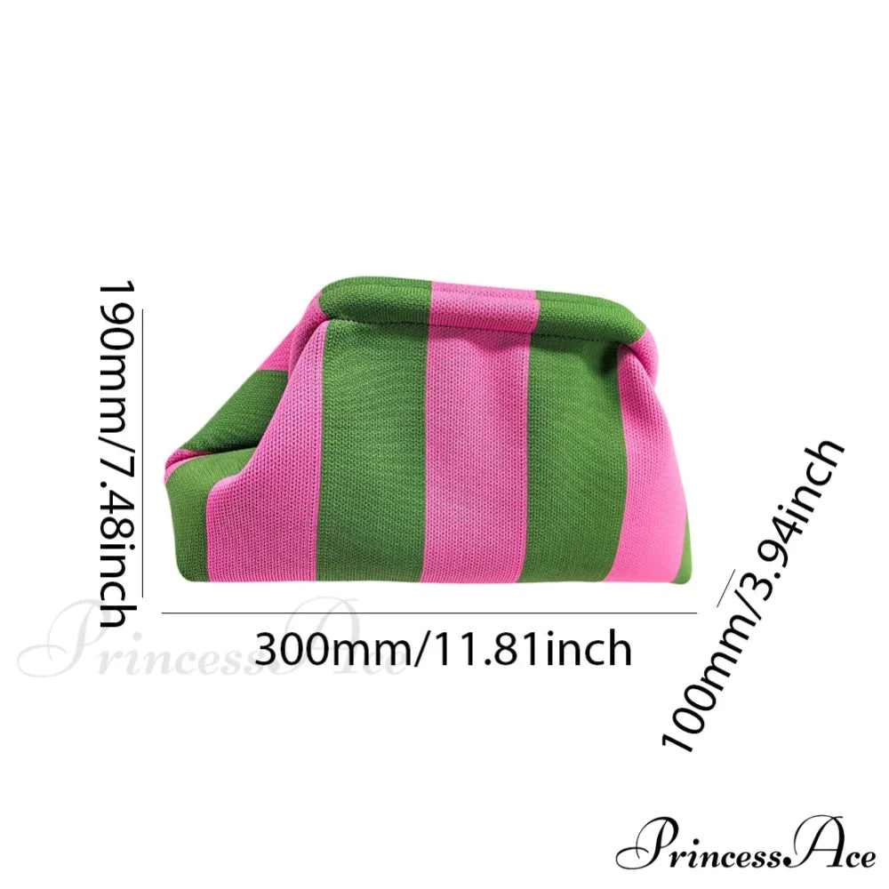 Crochet Pouch Woven Seaside Wristlet Pink Green wristlet-250126