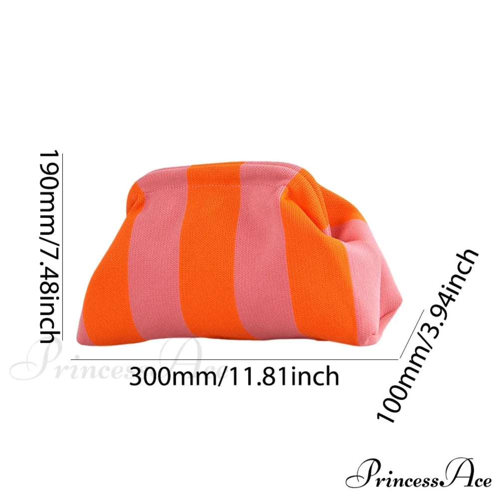 Crochet Pouch Woven Seaside Wristlet Pink Orange wristlet-250126