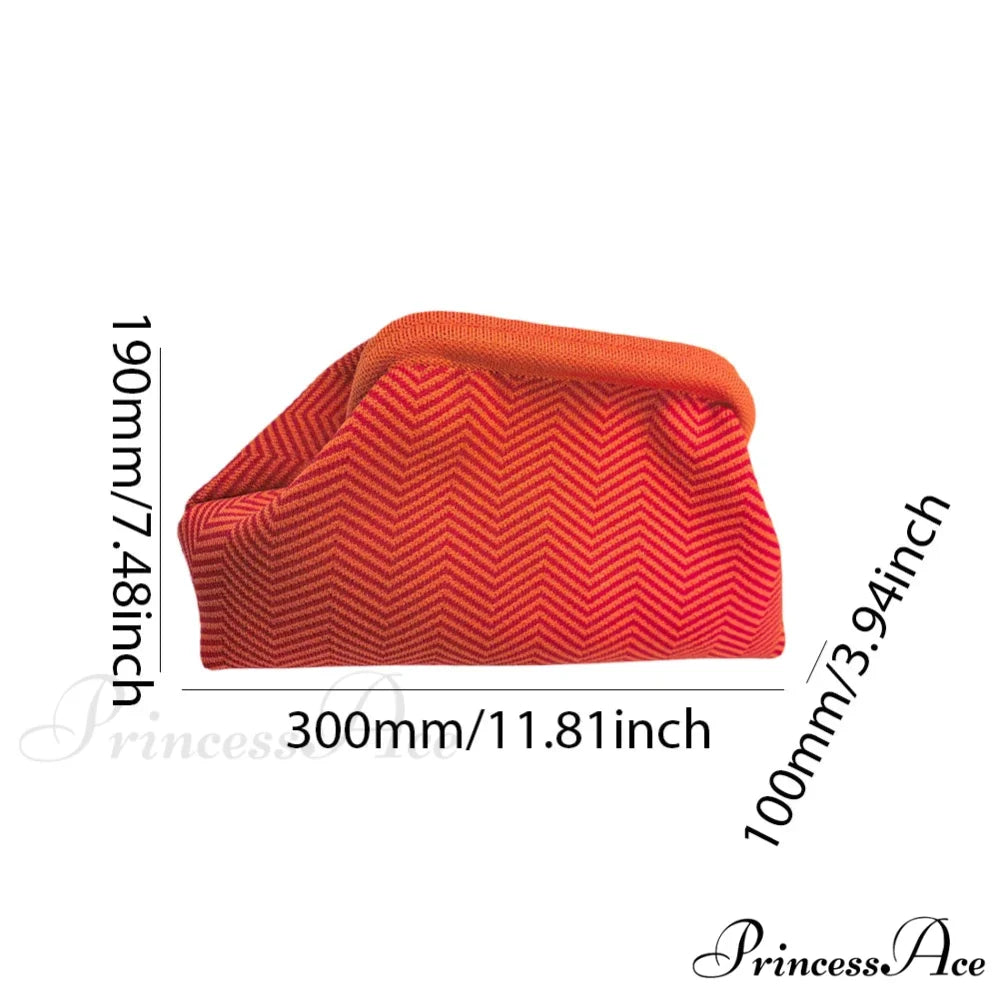 Crochet Pouch Woven Seaside Wristlet Red Pink wristlet-250126