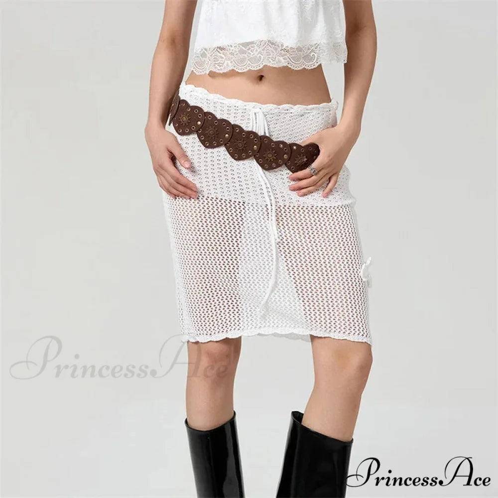 Crochet Three-Dimensional Blossom Knit Skirt skirts-250223