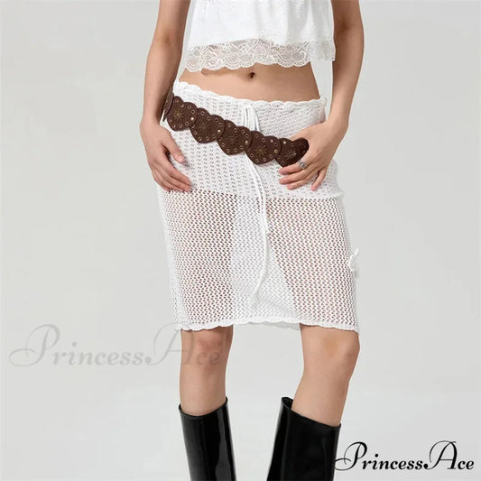 Crochet Three-Dimensional Blossom Knit Skirt skirts-250223