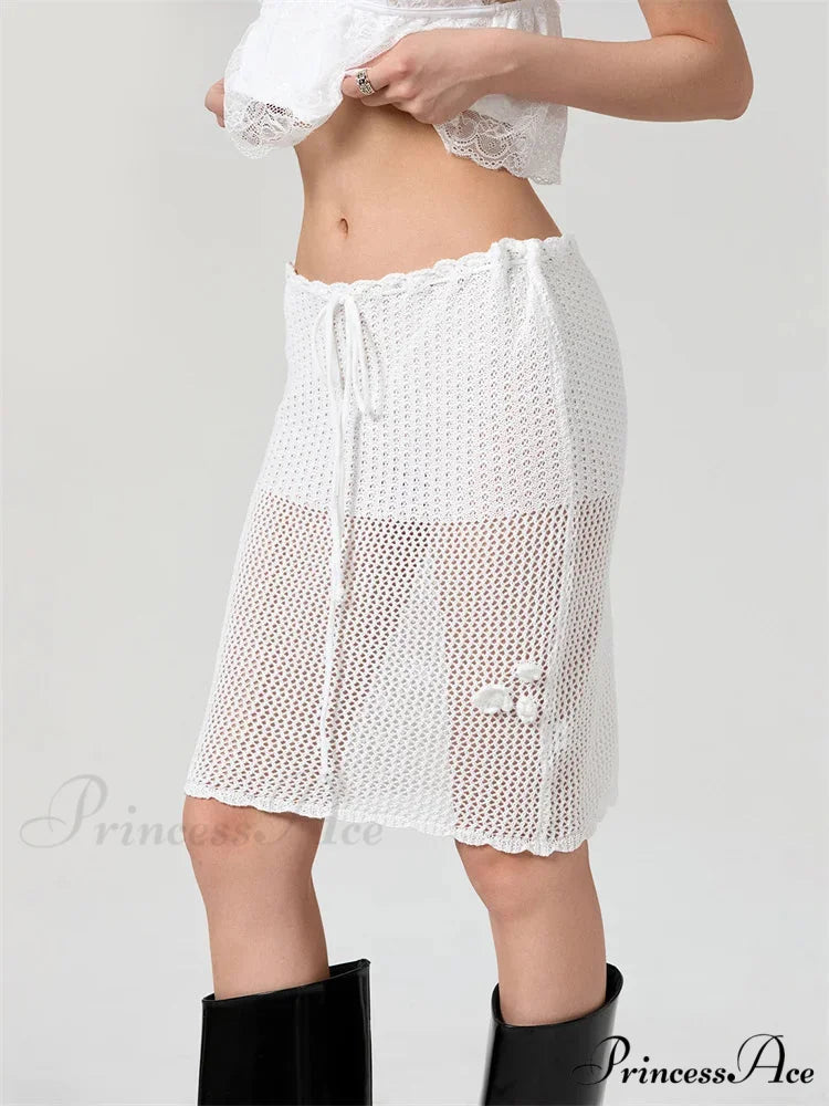 Crochet Three-Dimensional Blossom Patchwork Skirt skirts-250223