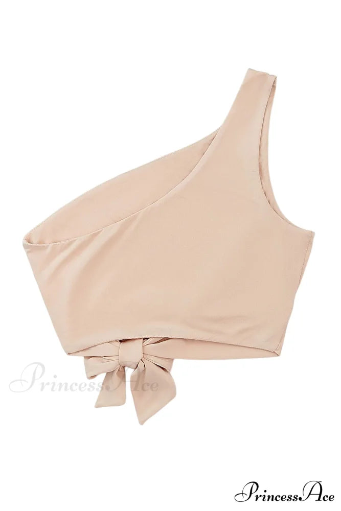 Crop Khaki One Tie Shoulder Side Top