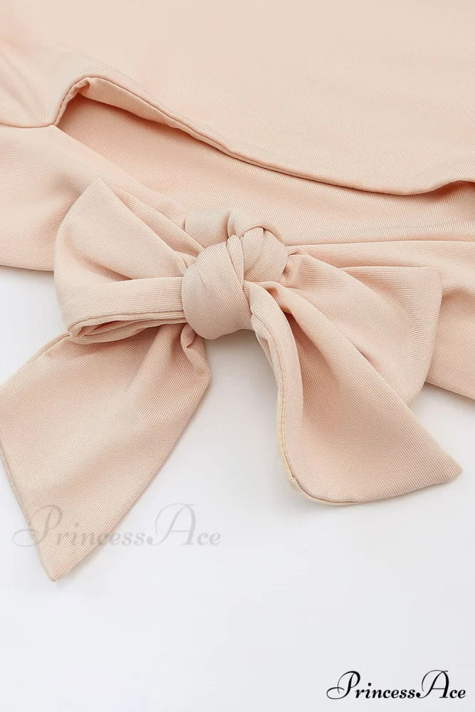 Crop Khaki One Tie Shoulder Side Top