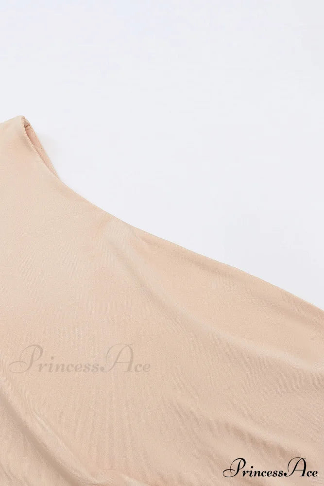 Crop Khaki One Tie Shoulder Side Top