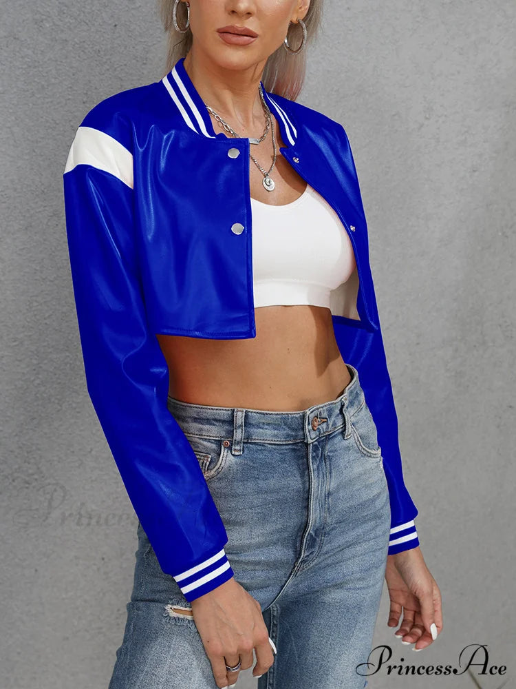 Crop Letter Graphic Trendy Raglan Sleeve Tee Blue / S