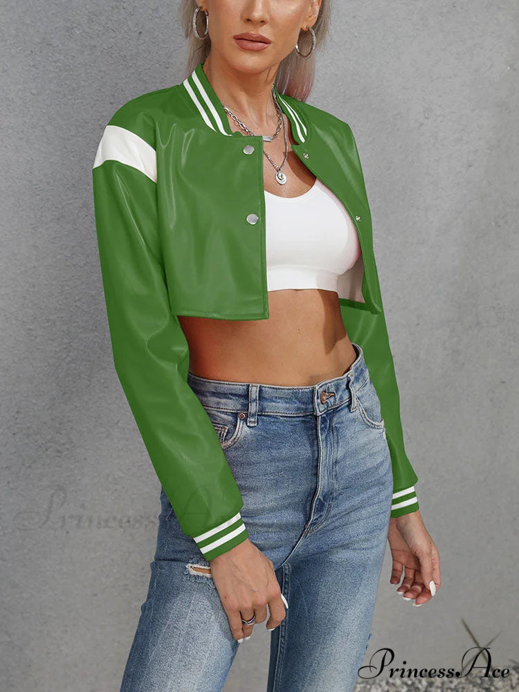 Crop Letter Graphic Trendy Raglan Sleeve Tee Green / S