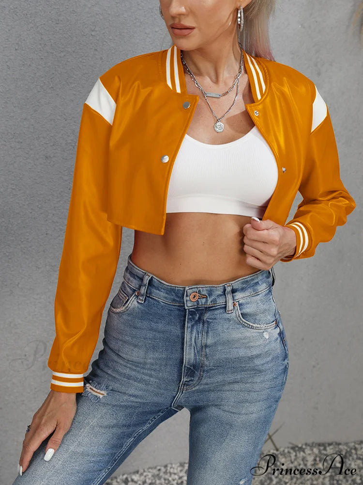 Crop Letter Graphic Trendy Raglan Sleeve Tee Yellow / S