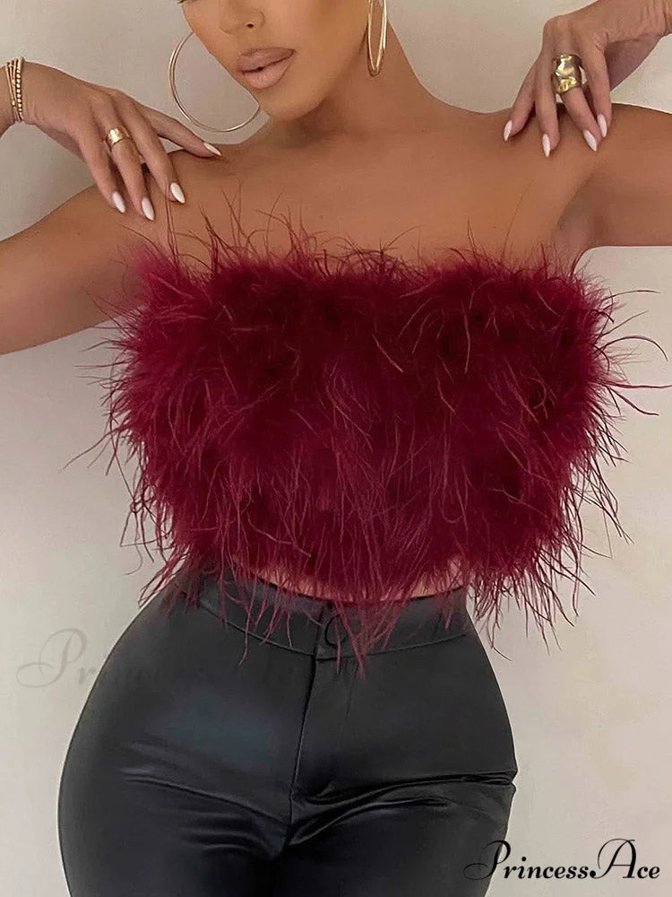 Crop Tank Top & Modern Split Maxi Skirt Set Burgundy / S