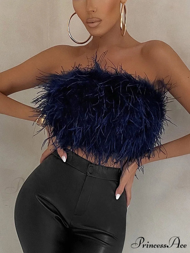 Crop Tank Top & Modern Split Maxi Skirt Set Navy / S