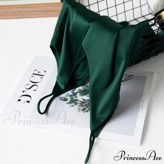 Crop Women Camis Silk Satin Tank Top green / S