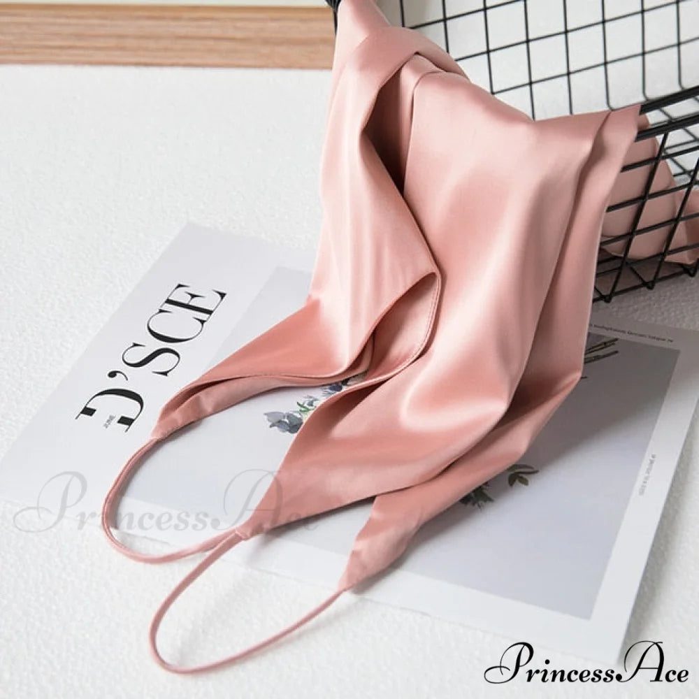 Crop Women Camis Silk Satin Tank Top pink / S