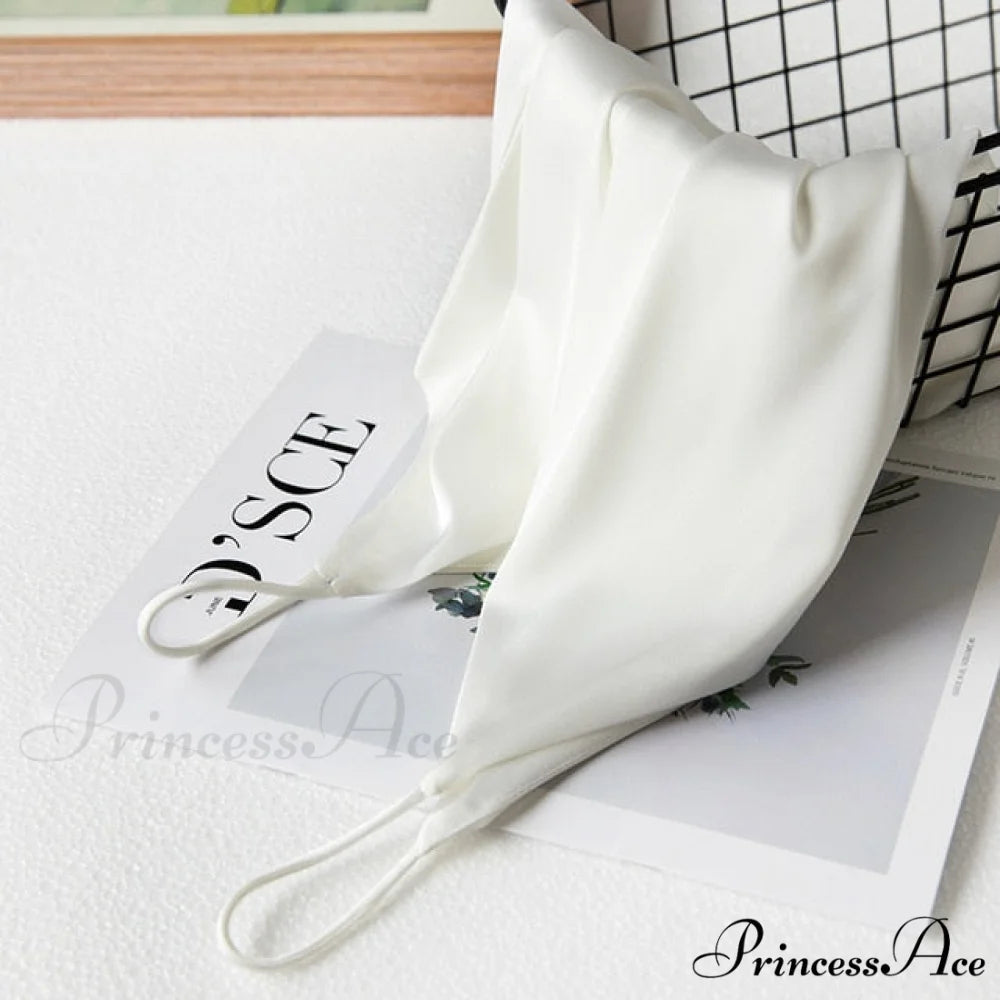 Crop Women Camis Silk Satin Tank Top White / S