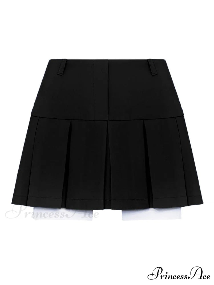 Cropped Blazer And Charming Pleated Mini Skirt Set Only Black Skirts / S